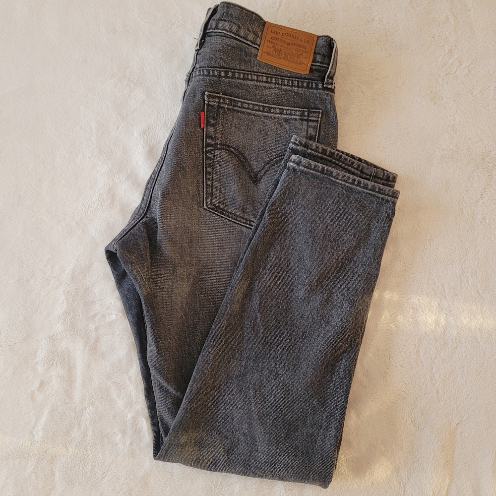 Levis Wedgie Washed Black Straight Leg Jeans Size 26 Button Fly Denim Premium